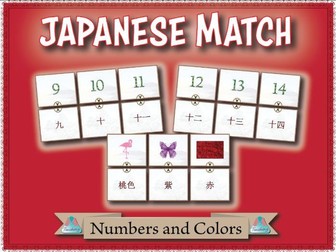 Japanese Match (Kanji) - Numbers (Sino-Japanese) and Colors