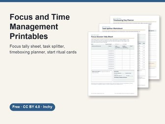 Focus and Time Management Printables (Free)