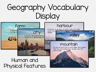 Geography Vocabulary Display Human and Physical Features