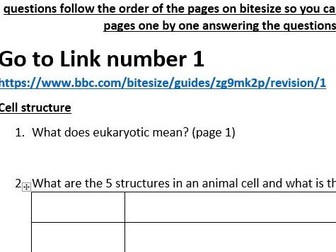 CB1, CB4, CC13 Edexcel combined science Bitesize questions - ICT RESOURCE