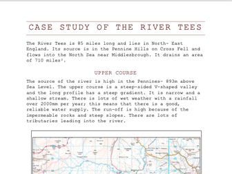 Geography- Case Study of the River Tees