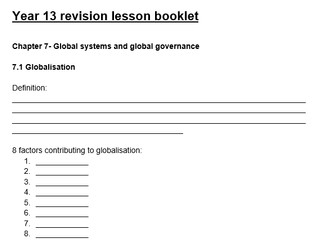Global Systems and Global Governance Revision Booklet AQA