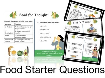 Food Technology Starter Activities
