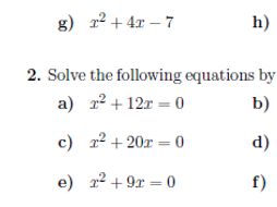 Completing The Square And Solving Quadratic Equations By Completing