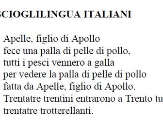 Italian tongue twisters + falsi anglicismi