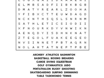 Olympic Sport Word Search