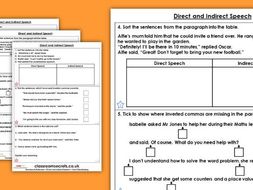 Direct speech ks2 worksheet image