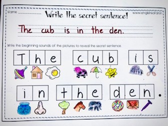 write the secret sentence sample teaching resources