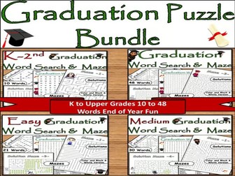 Graduation Word Search & Maze Puzzle Bundle – K to Upper Grades | End of Year Fun