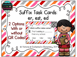 Suffix Task Cards: er, est, ed