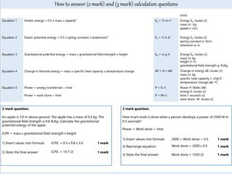 AQA Combined Science Physics Paper 1 FT Energy calculation questions