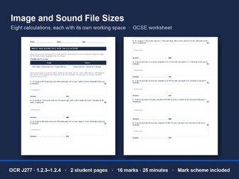 Image & Sound File Size Worksheet: GCSE