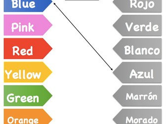 English to Spanish match up - Colours