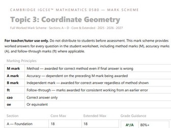Cambridge IGCSE Maths (0580) – Topic 3: Coordinate Geometry | Full Mark Scheme |
