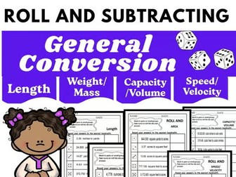 Fun Math Game Roll and Round – General Conversion Activity for Length, Weight, C