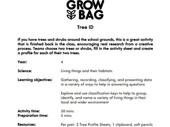 Tree ID lesson plan and worksheet