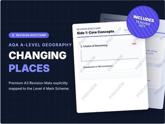 AQA A Level Geography Changing Places exam skills revision mat