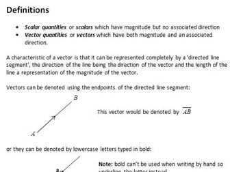 Notes and Examples for Edexcel A Level Maths Year 1 Topic 9: Vectors