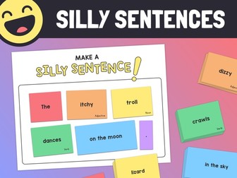 Silly Sentence Cards | Forming Complete Sentences with Nouns, Verbs, Adjectives