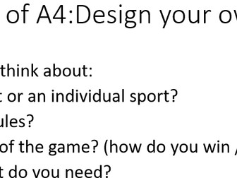PE cover lesson - design a sport