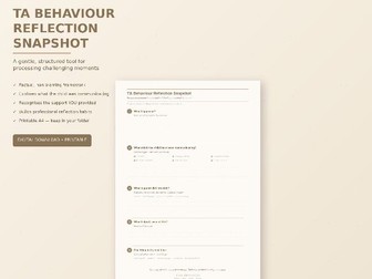Behaviour Reflection Snapshot for Teaching Assistants | After the Incident Reflection Tool