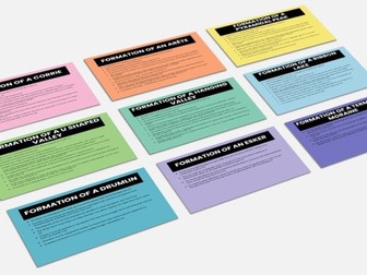 Higher Geography Glaciation Formation Fact Cards | Powerpoint