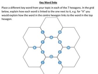 Hexagon key word link activity sheet