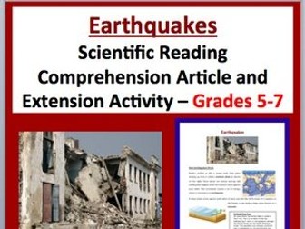 Earthquakes - Digital Science Reading Article – Grades 5-7