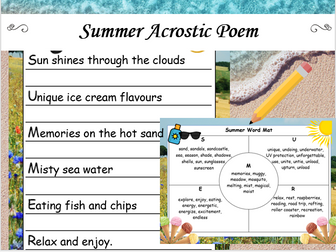 Writing - Season Poetry - Summer - Acrostic Poem - Lesson 4 - KS1/KS2