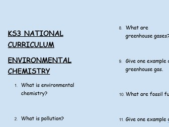 KS3 Chemistry: Environmental Chemistry – 30 Question Retrieval Worksheet