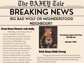 Newspaper Report Example - The True Story of the 3 Little Pigs!