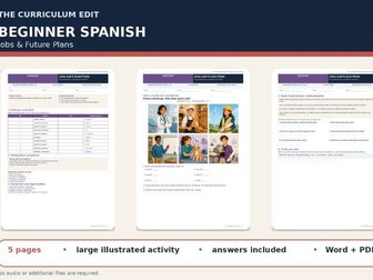 Spanish Jobs and Future Plans Illustrated Worksheet | Beginner A1–A2 | Answers Included