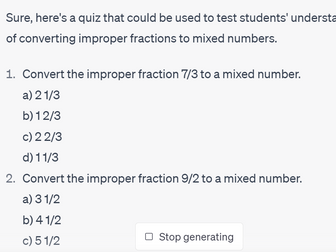 Ten useful GPT prompts for teaching fractions