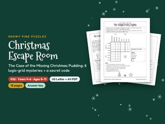 Christmas Escape Room KS2: Logic Puzzle Mystery for Years 4-6