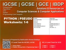 Python Programming with Pseudocode Worksheets 1-6 | Teaching Resources