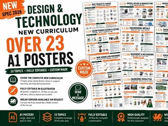 WJEC GCSE Design & Technology Engineering | NEW 2026 Specification | 23+ A1 Revision Posters
