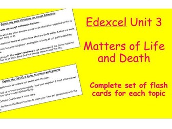 Edexcel Christianity Matters of Life and Death Flash Cards