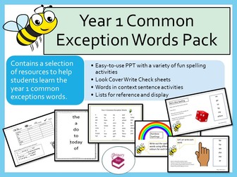 Year 1 Common Exception Words Pack