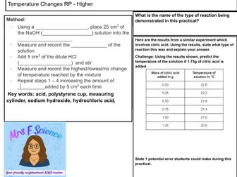 TEMPERATURE CHANGES REQUIRED PRACTICAL WORKSHEET