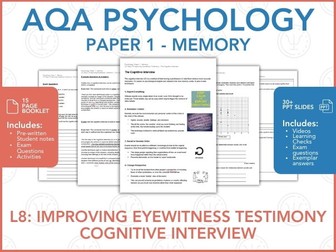 L8: Cognitive Interview - Memory - Paper 1 - AQA Psychology