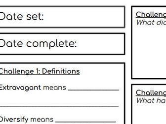 Expand Vocabulary Homework Sheets - Full Term