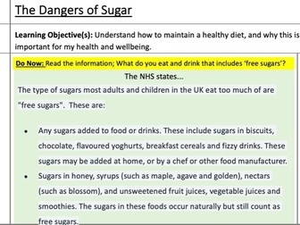 PSHCE: The dangers of Sugar