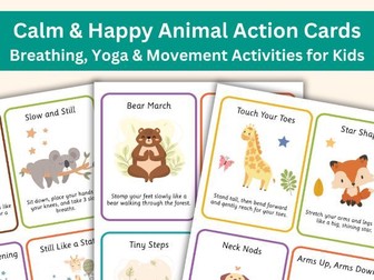 Calm & Happy Animal Action Cards – 60 Printable Mindfulness & Movement Prompts