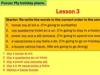 Sample lesson- Holiday plans
