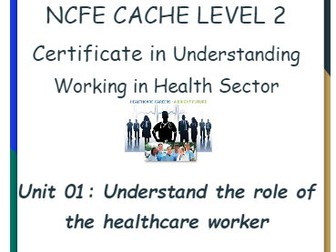 NCFE CACHE Cert Working in Healthcare Sector Unit O1 - LO1 Google Slides
