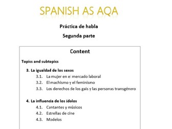 Spanish AS - paper 3 AQA - question bank - part 2.