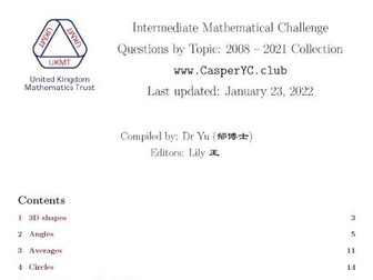 UKMT Intermediate Mathematical Challenge - Questions by topic