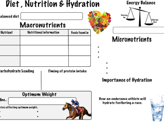 Diet and Nutrition GCSE PE (Edexcel) Revision Sheet