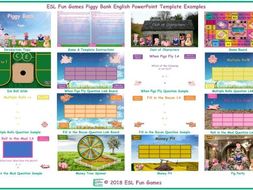 Piggy Bank English PowerPoint Game Template FREE READ ONLY SHOW-An Original by ESL Fun Games