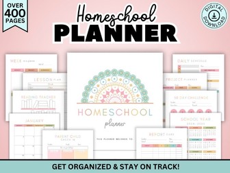 Homeschool Planner Printable 2024 2025 Printable Planning Records Attendance Calendar Trackers